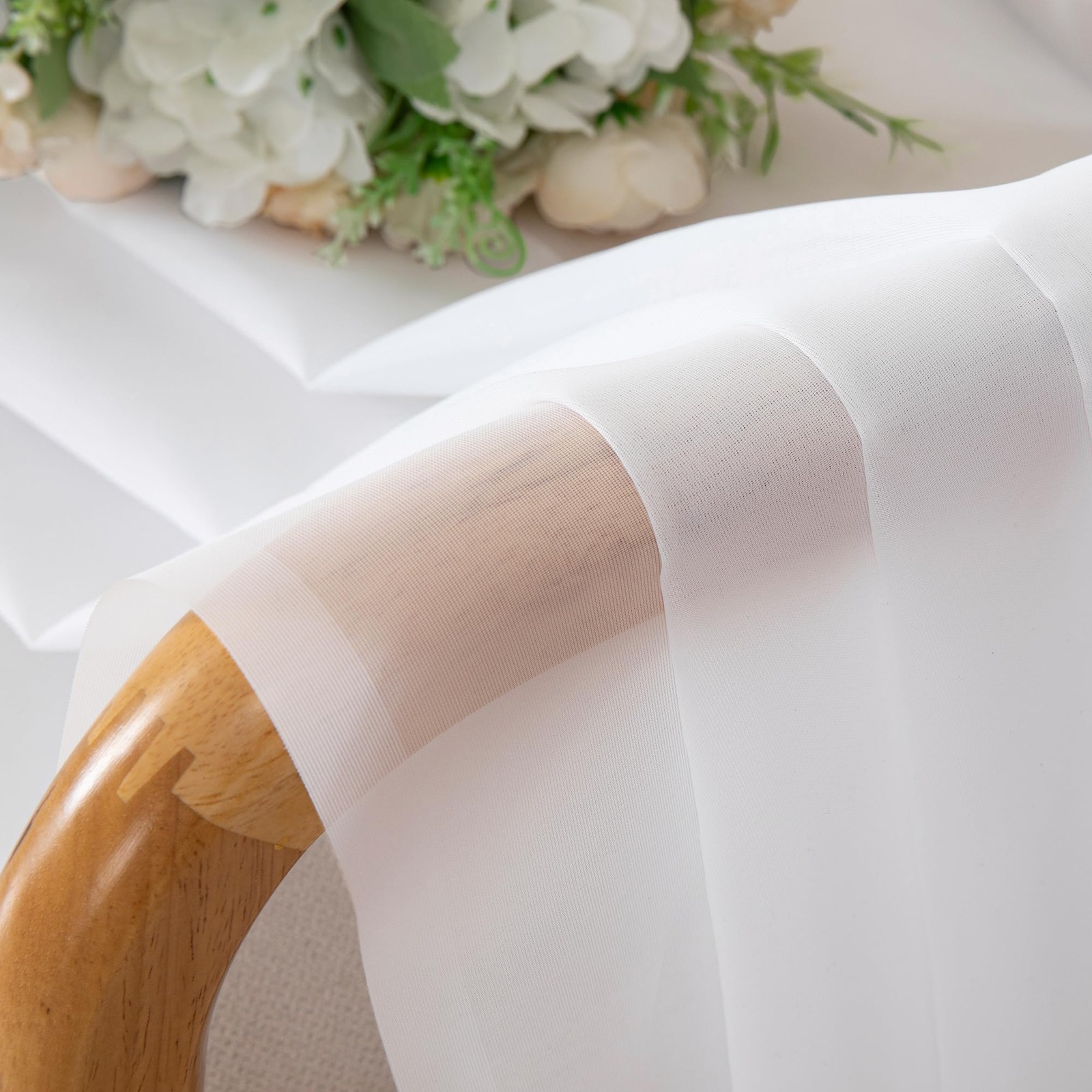 Aiyufeng White Sheer Curtains 54 inch Length 40″W x 54″L (Pack of 2),