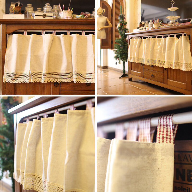 Half Curtain Rod Pocket Short Curtain Small Window Drape Kitchen Cabinet Door