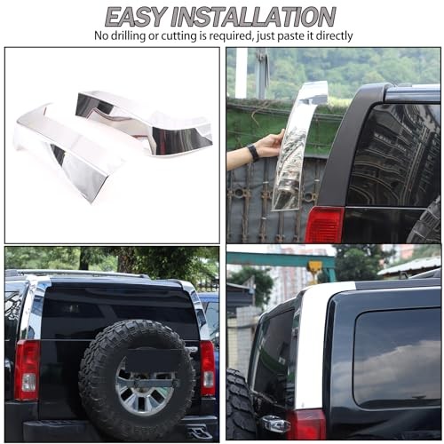 D Pillar Trim Cover Compatible with Hummer H3 2005-2009, ABS Rear Bright light