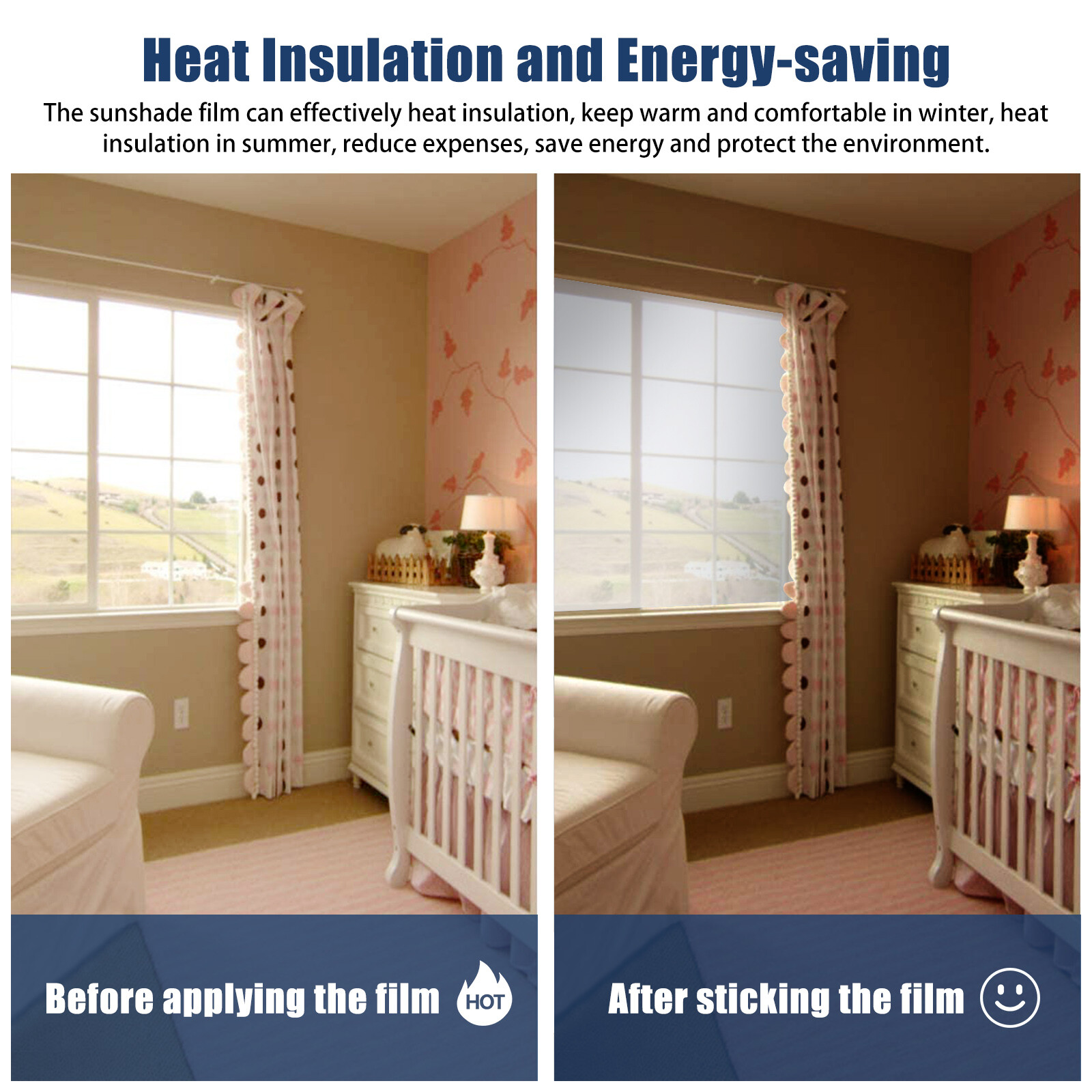 One-Way Mirror Window Film Privacy Tint Sun UV Reflective Heat Control Room Home