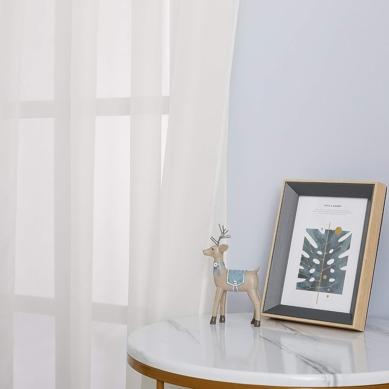 Sheer Curtains for Bedroom Windows 84 Inch Length, Grommet Casual Voile Sheer wi