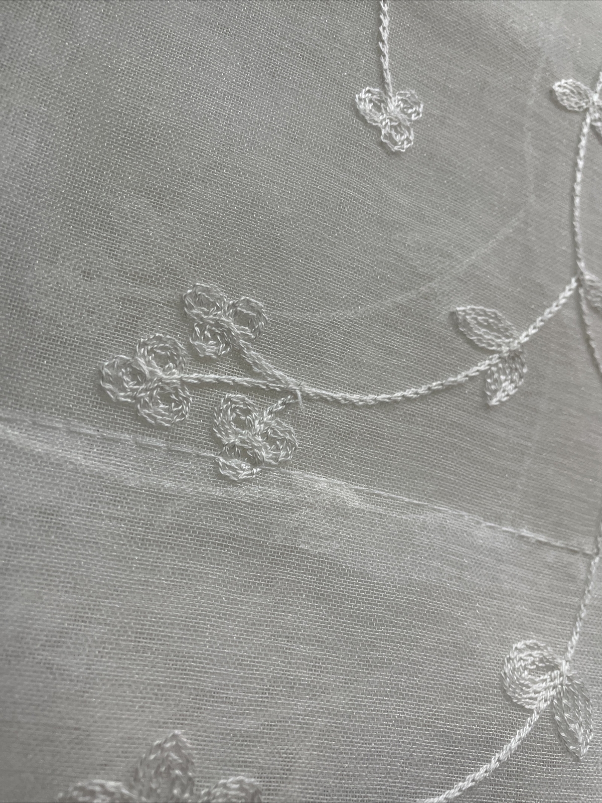 4 Laura Ashley VERNON Embroidered Floral Vines Sheer Cream Window Panels 38×84”