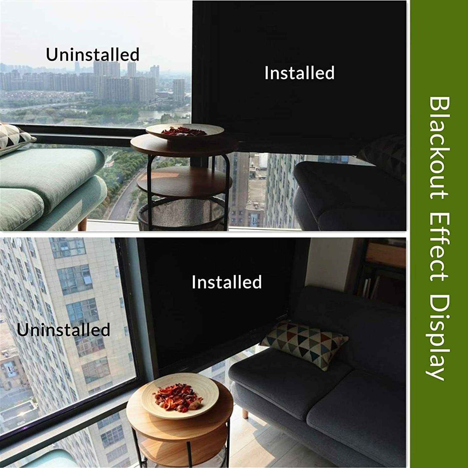 Blackout Window Film Privacy Room 100% Light Blocking Darkening Static Cling
