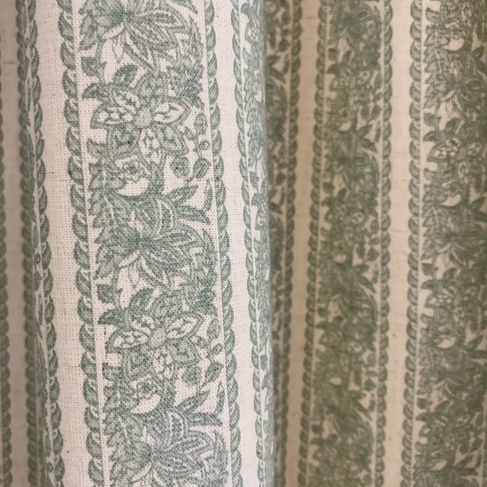 Handcrafted Floral Curtains Linen Blend – Pale Teal Botanical – Custom Panels