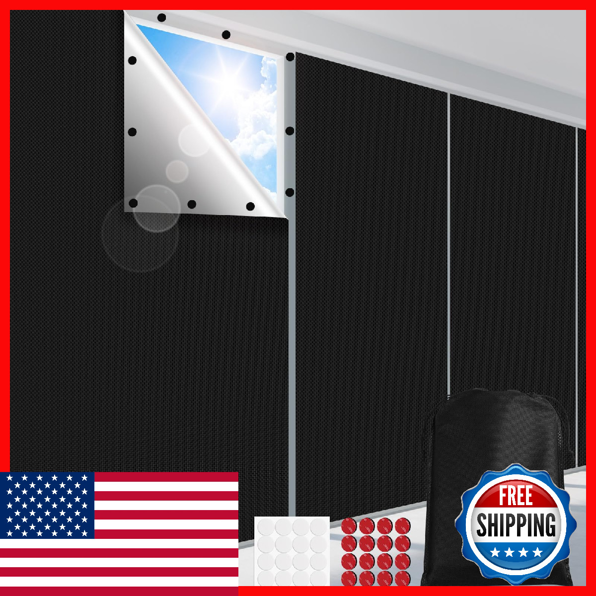 Fadoty Curtains For Bedroom Portable 100 Black Out Window Cover Film Cuttable