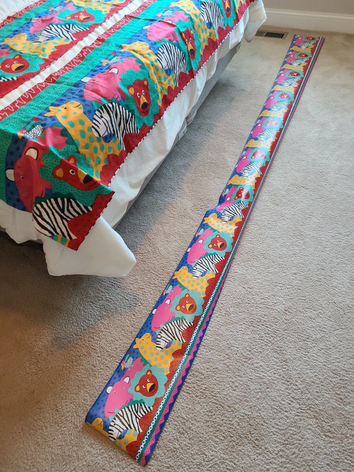 2 Valance/Window Topper – Bright Zoo Animals Nursery or Play Rooms w/10′ Border