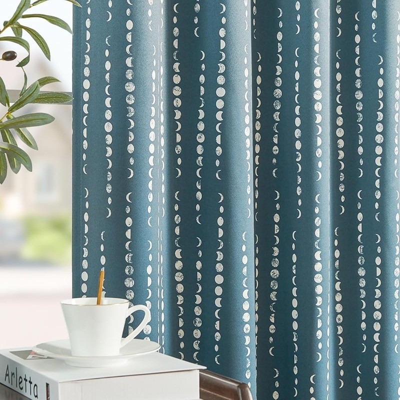 Blackout Curtains Moon Phases Room Darkening Drapes Living Room Bedroom New