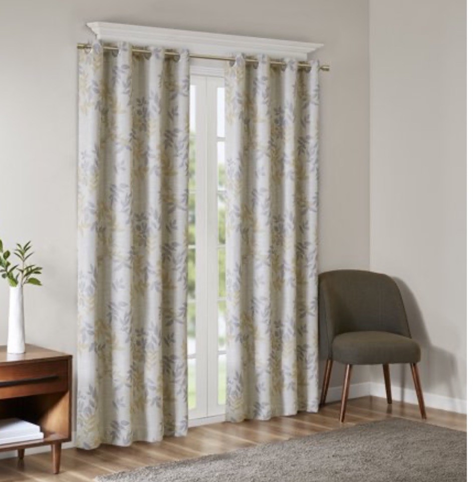 Sunsmart Window Curtain Grommet Panel Julie 84x50in Yellow Floral