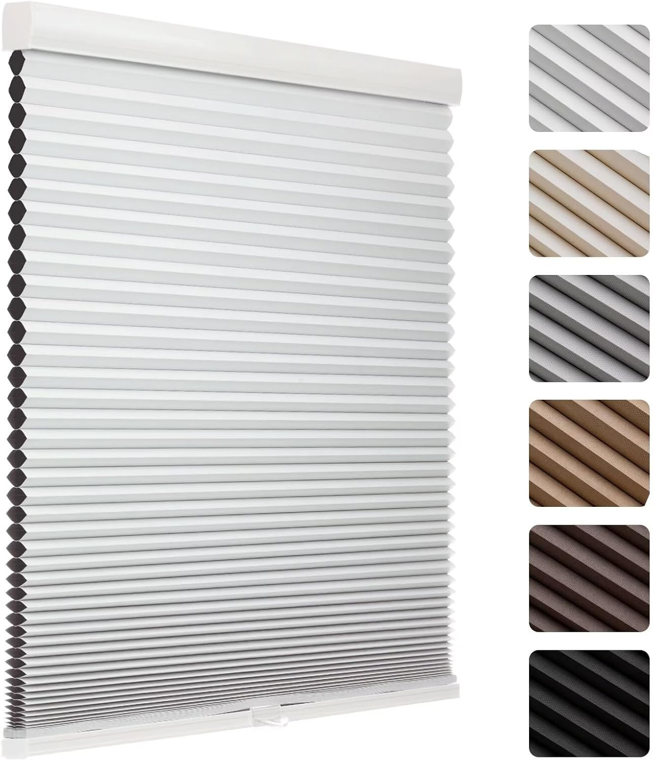 Cellular Cordless Blackout Shades, Thermal Insulating Honeycomb Blinds 27×72″ Wh