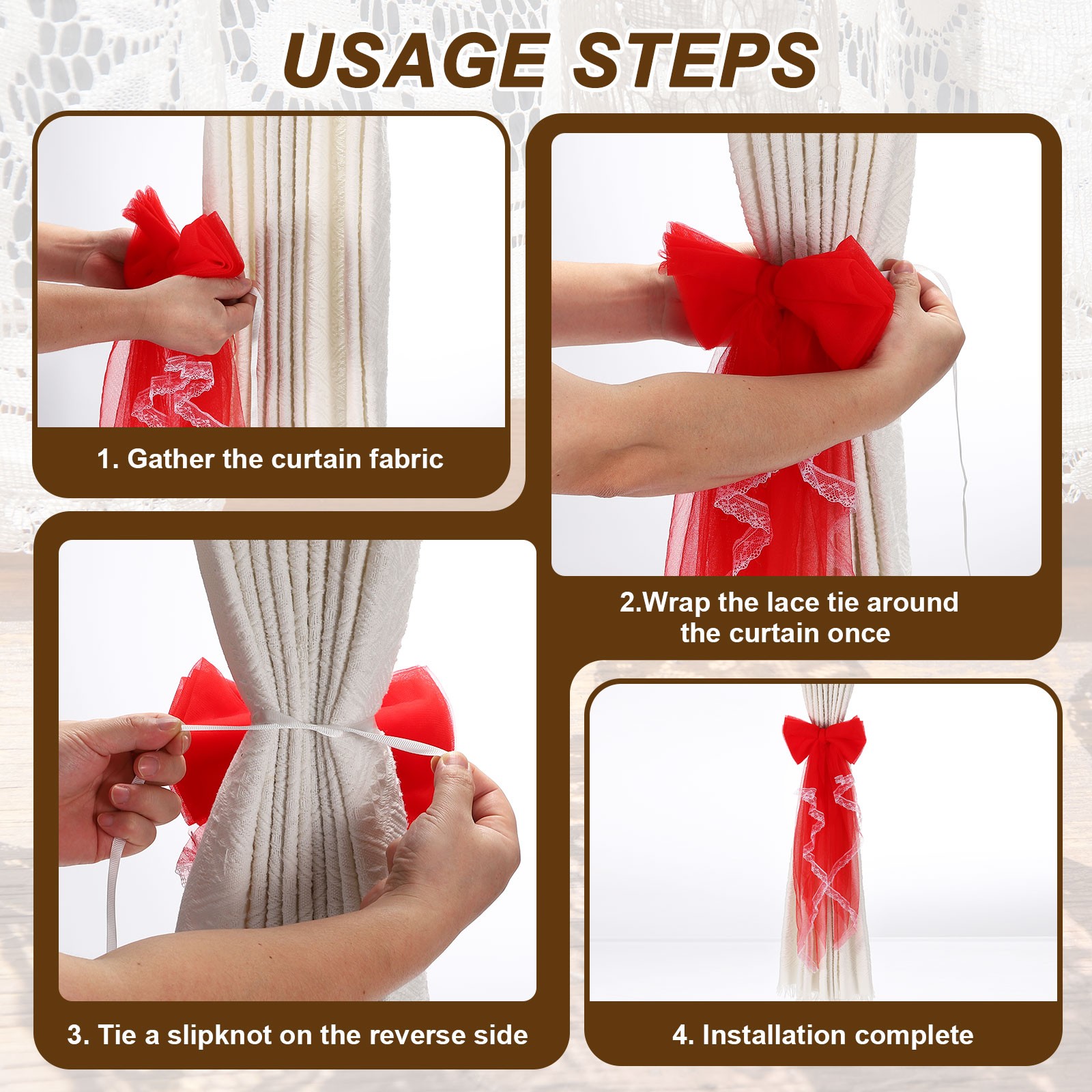 2 Pack French Bow Curtain Tiebacks Lace Bow Curtain Tiebacks for Home Sky Blue
