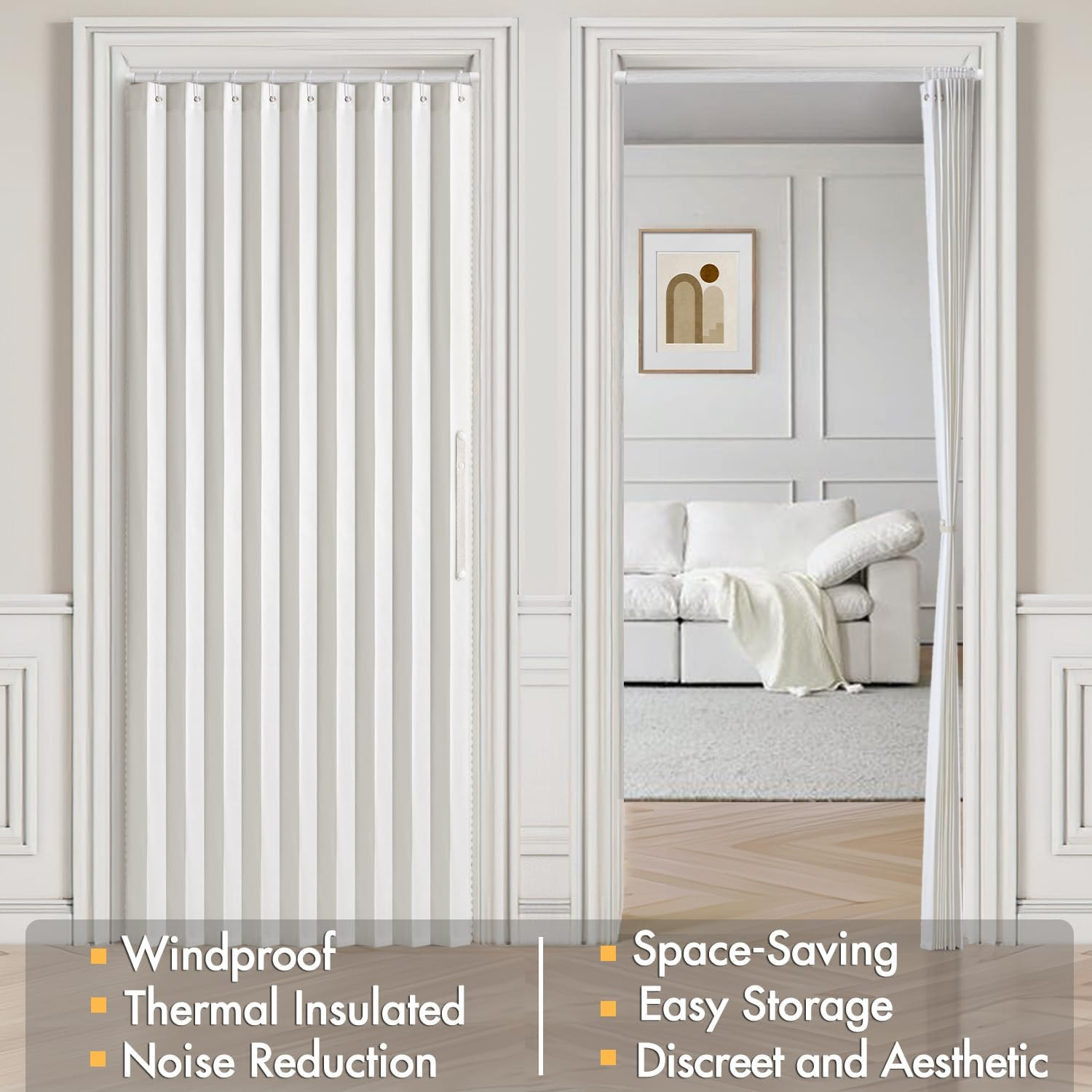 MIULEE Accordion Style Magnetic Folding Door Curtains for Doorways/Closet, Room