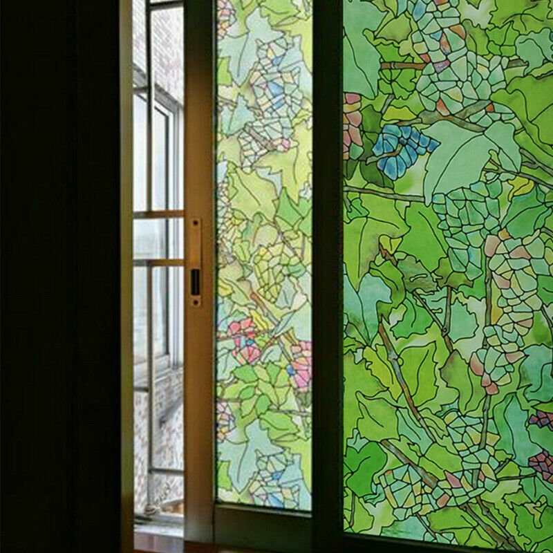 1 Roll Static Cling Window Films Frosted Grapes Stained Glass Stickers Privacy