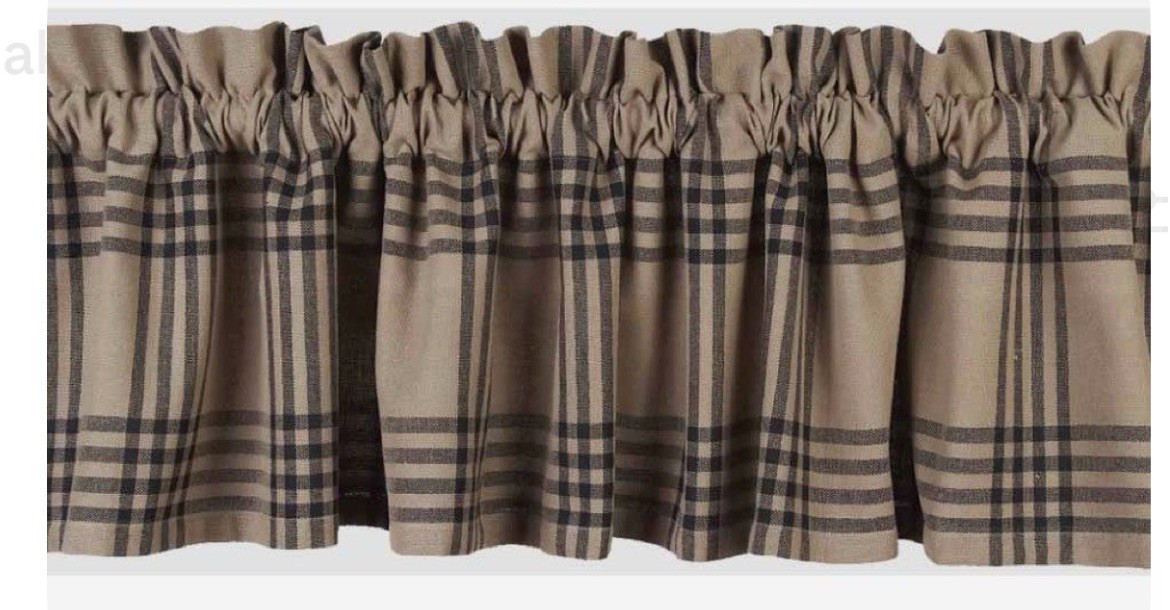 HOME COLLECTIONS BY RAGHU 72” Black/Oat Chesterfield Plaid Valances Set Of 2