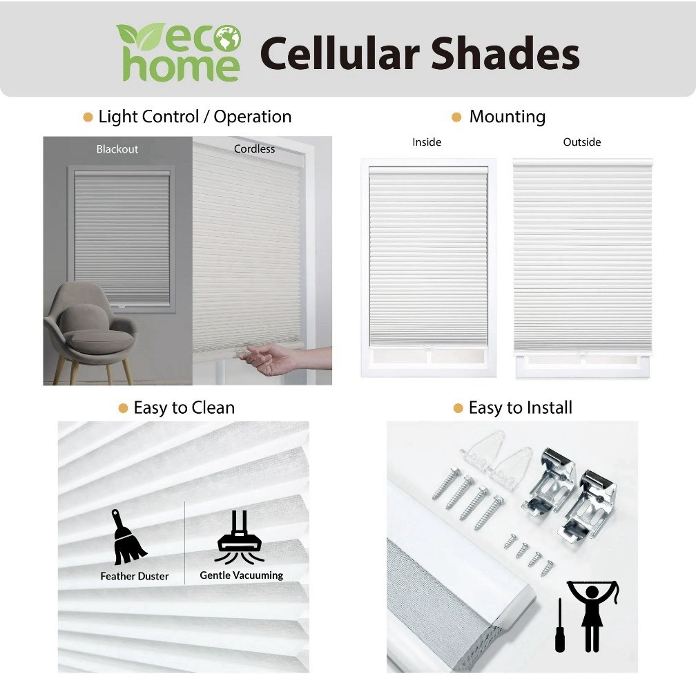Mainstays Cordless Polyester Blackout Cellular Shade 23×72 Window Blind New