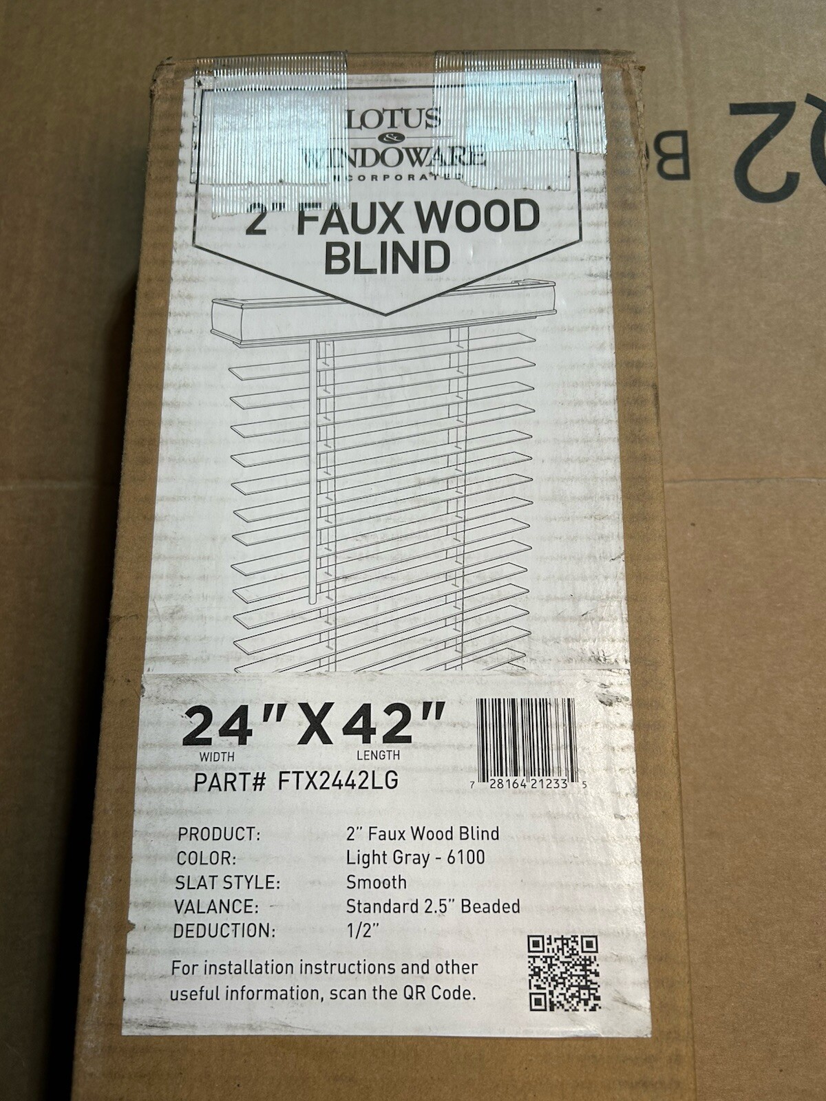 LOTUS & WINDOWARE Cordless Faux Wood Blinds, Smooth Light Gray , 2 Inch