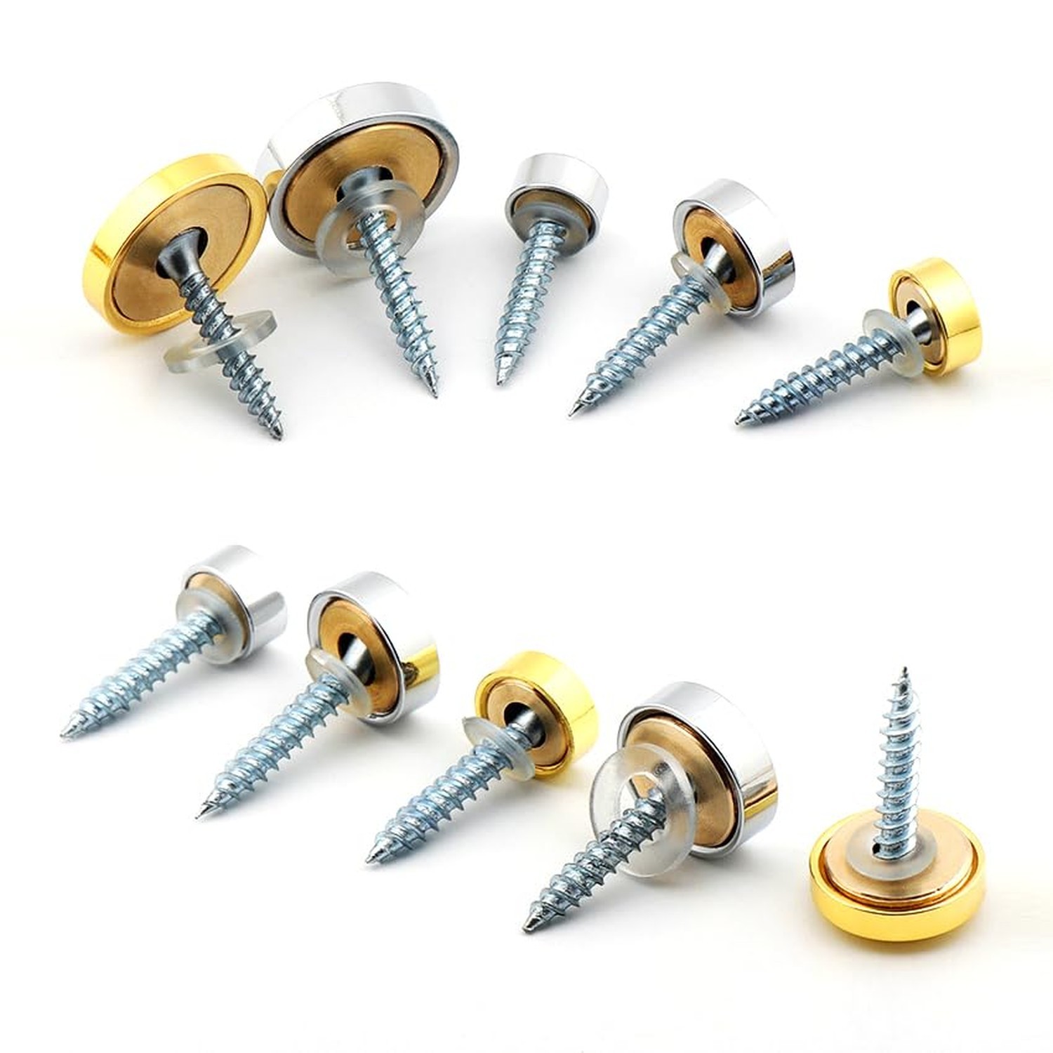 24 Sets Mirror Screw, 10mm Decorative Brass Cap Chrome Covers Brushed Polishe…