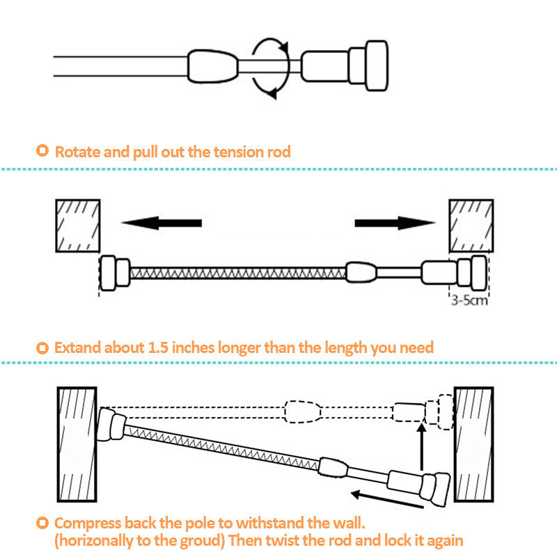 NEW Tension Curtain Rod 23 to 43 Inches Adjustable Extension Spring Tension Rods