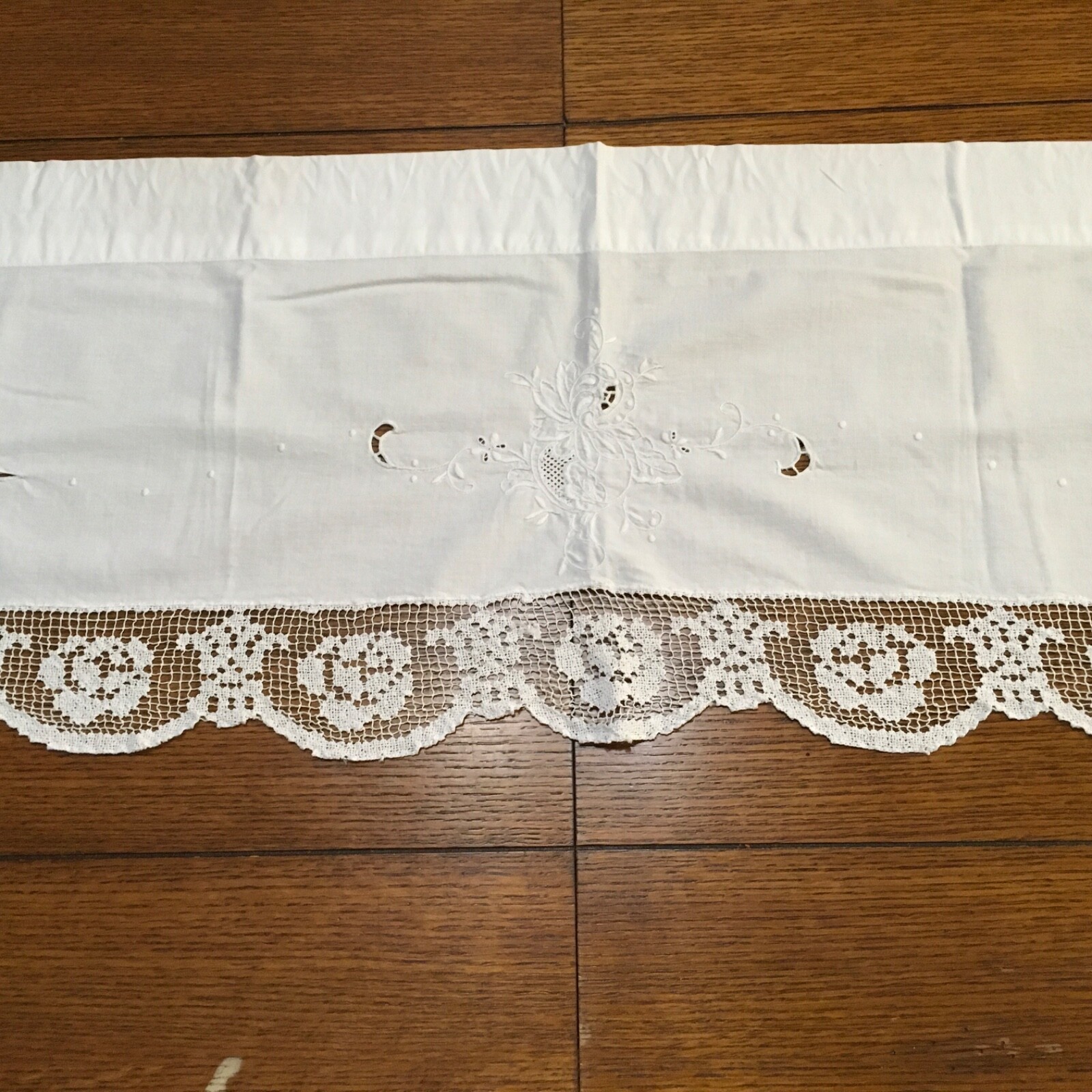 Battenburg Lace Window Valance 64×13 vintage