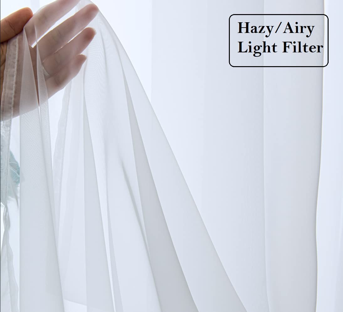 PI Clear White Sheer Curtains with Rings Top 72 Inch