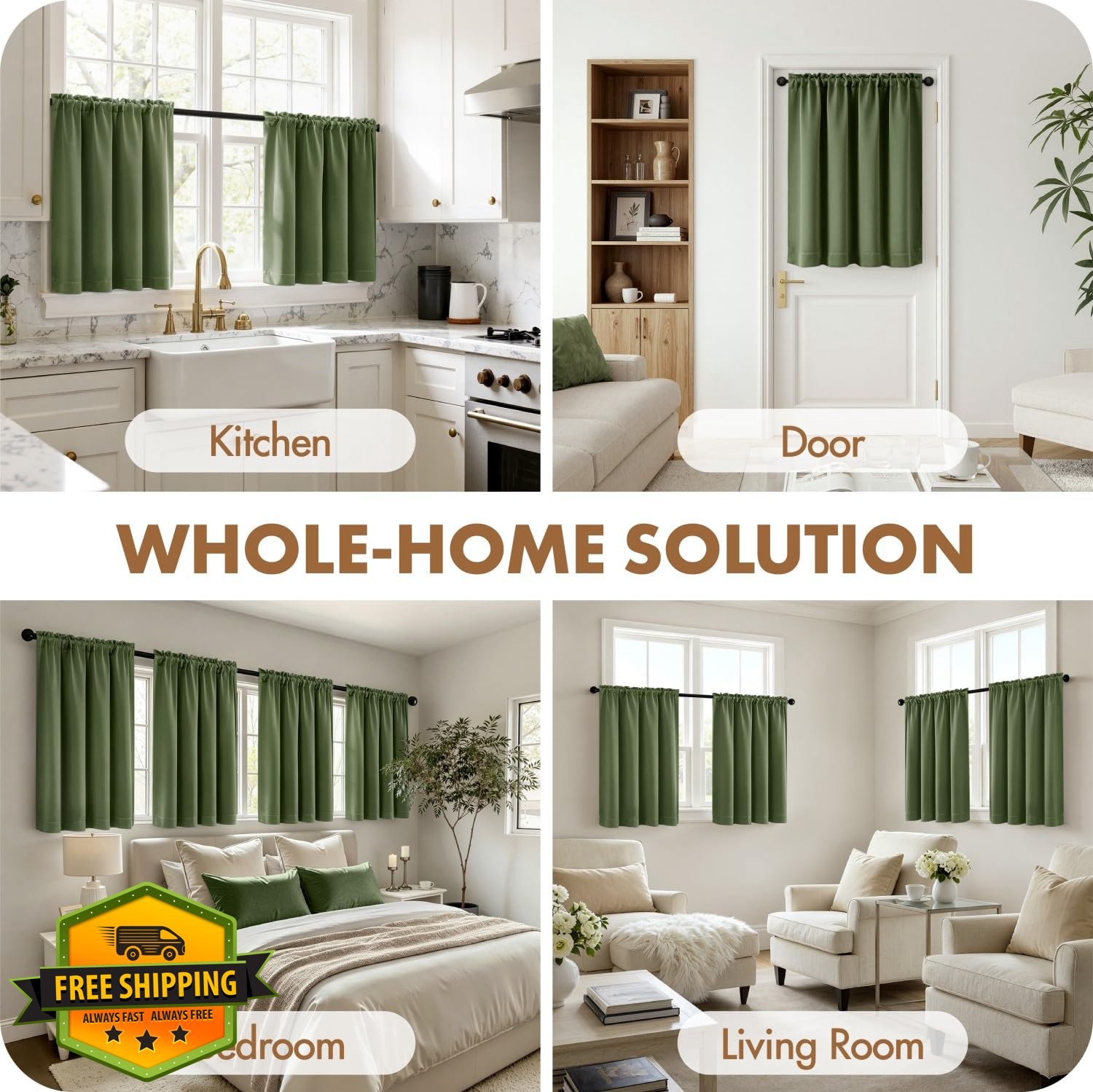 MIULEE Olive Green Blackout Tiers 40×36