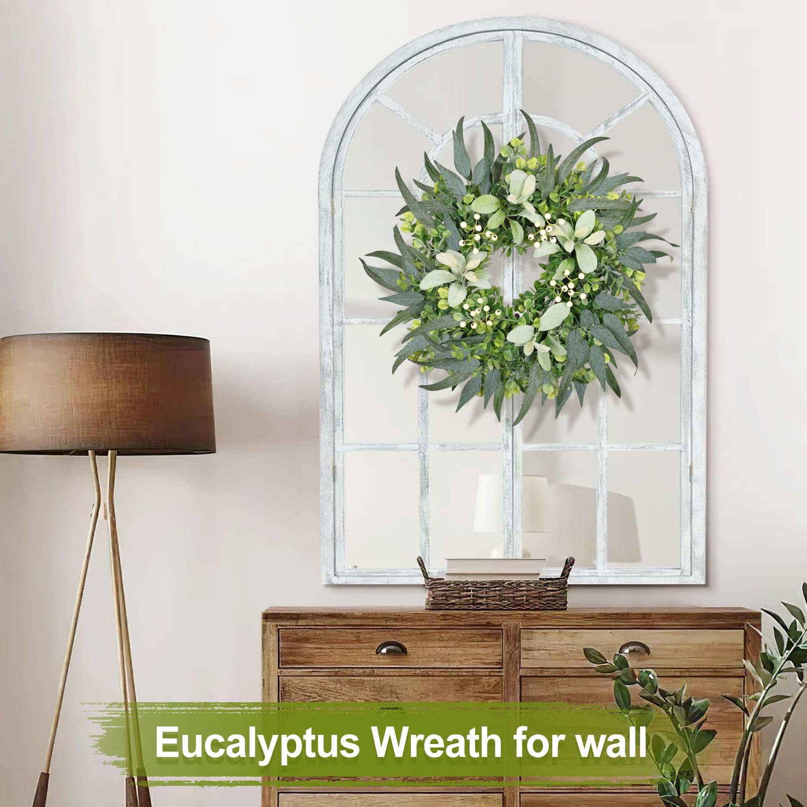 Zmtyykh Eucalyptus Wreath 22 Inch Spring for Front Door 22 inch, Green