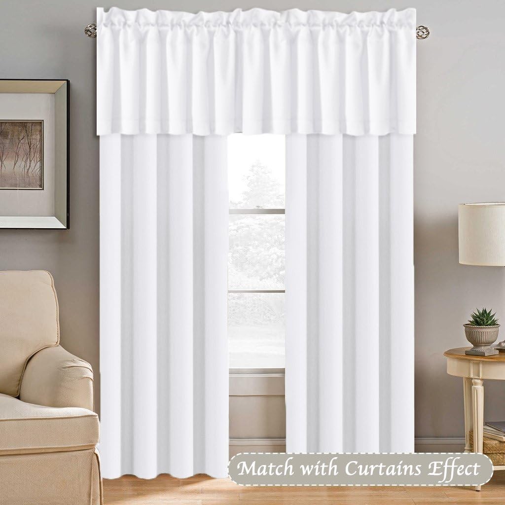 Luxurious Blackout Valances – Pure White, 2 Pack, 52″ W x 18″ L for Home Decor