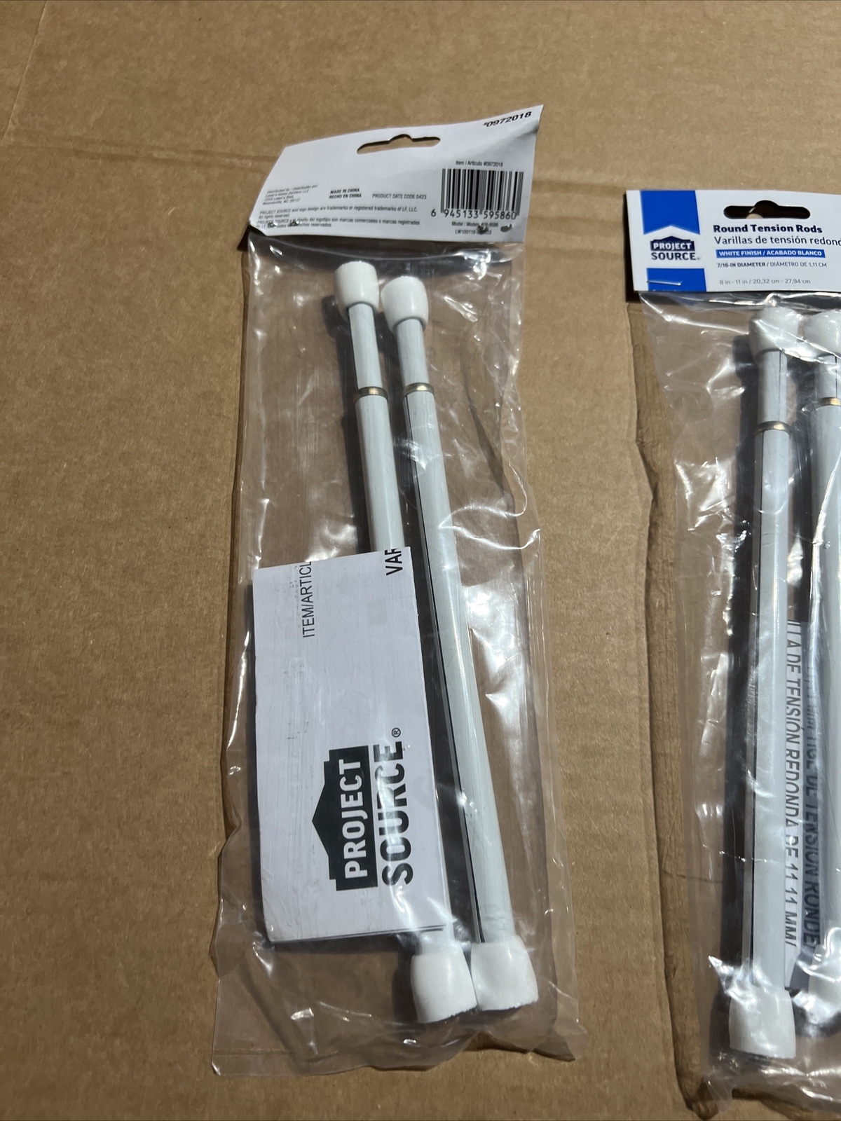 8 Packages Of Project Source Adjustable 8”-11” Tension Rods-16 Rods In Total-New