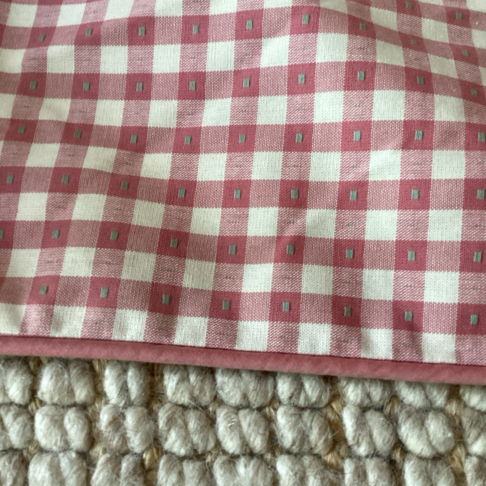 4 Custom Made Pink Gingham Window Valance Swag Lined Piping 14×54″ and 11×69″