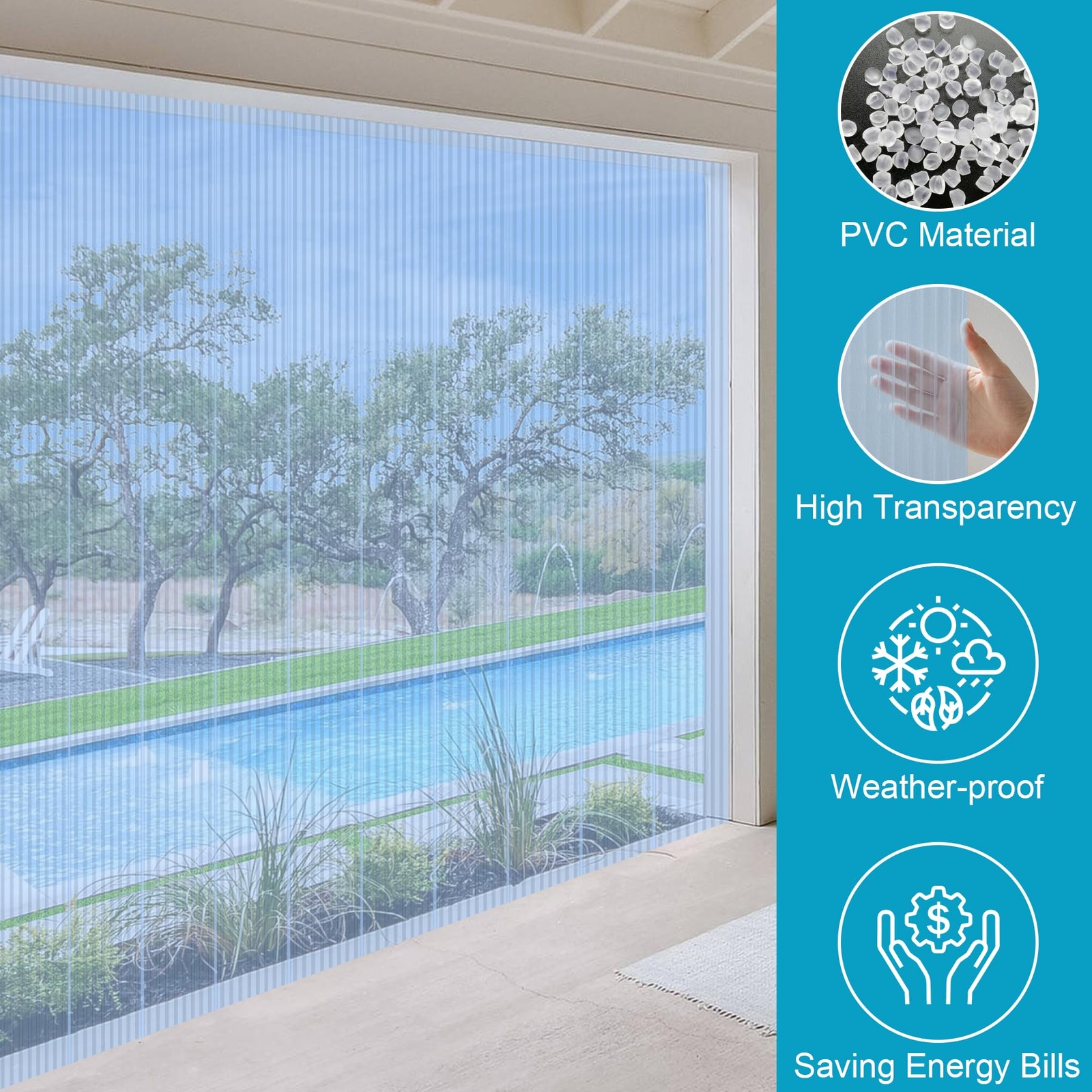 Plastic Vinyl Strip Curtain 8’ x 7.6” 0.08” Thickness Walk in Freezer Cooler …