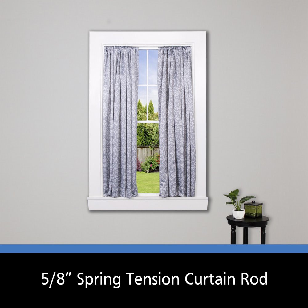 5/8″ Chrome Adjustable Spring Tension Curtain Rod, 28-48″