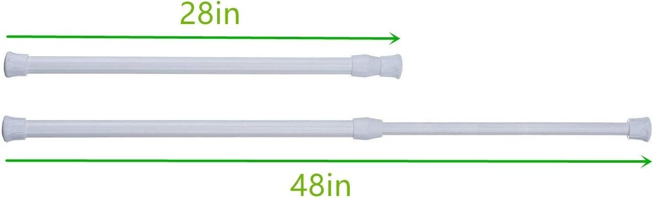 4 Pack Tension Rods 28-48 Inches Adjustable Spring Steel Cupboard Bars White