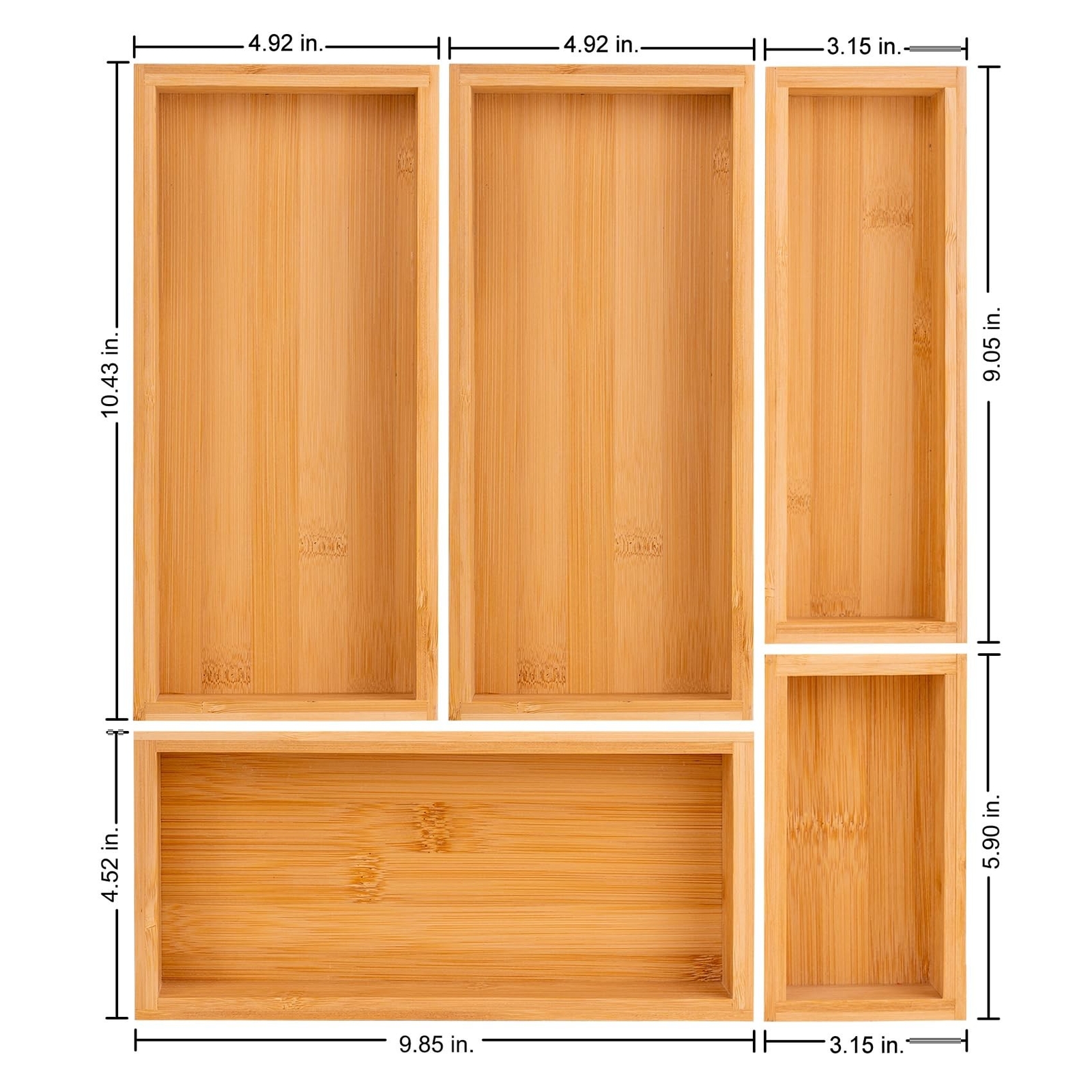 bamboo drawer organizer Set，expandable drawer dividers,wooden stora… Fa