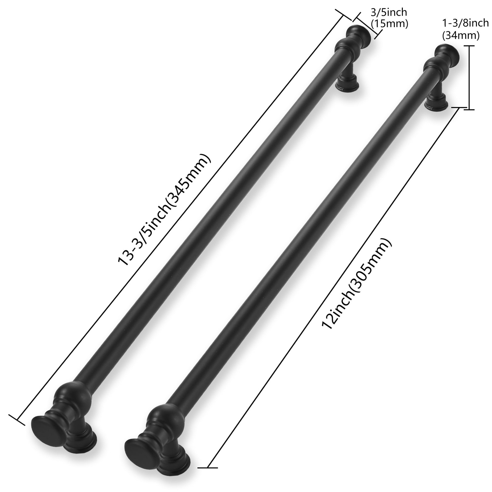 2 Pack 12 Inch Hole Center Matte Black Cabinet Pulls-Heavy Duty Solid Cabinet…