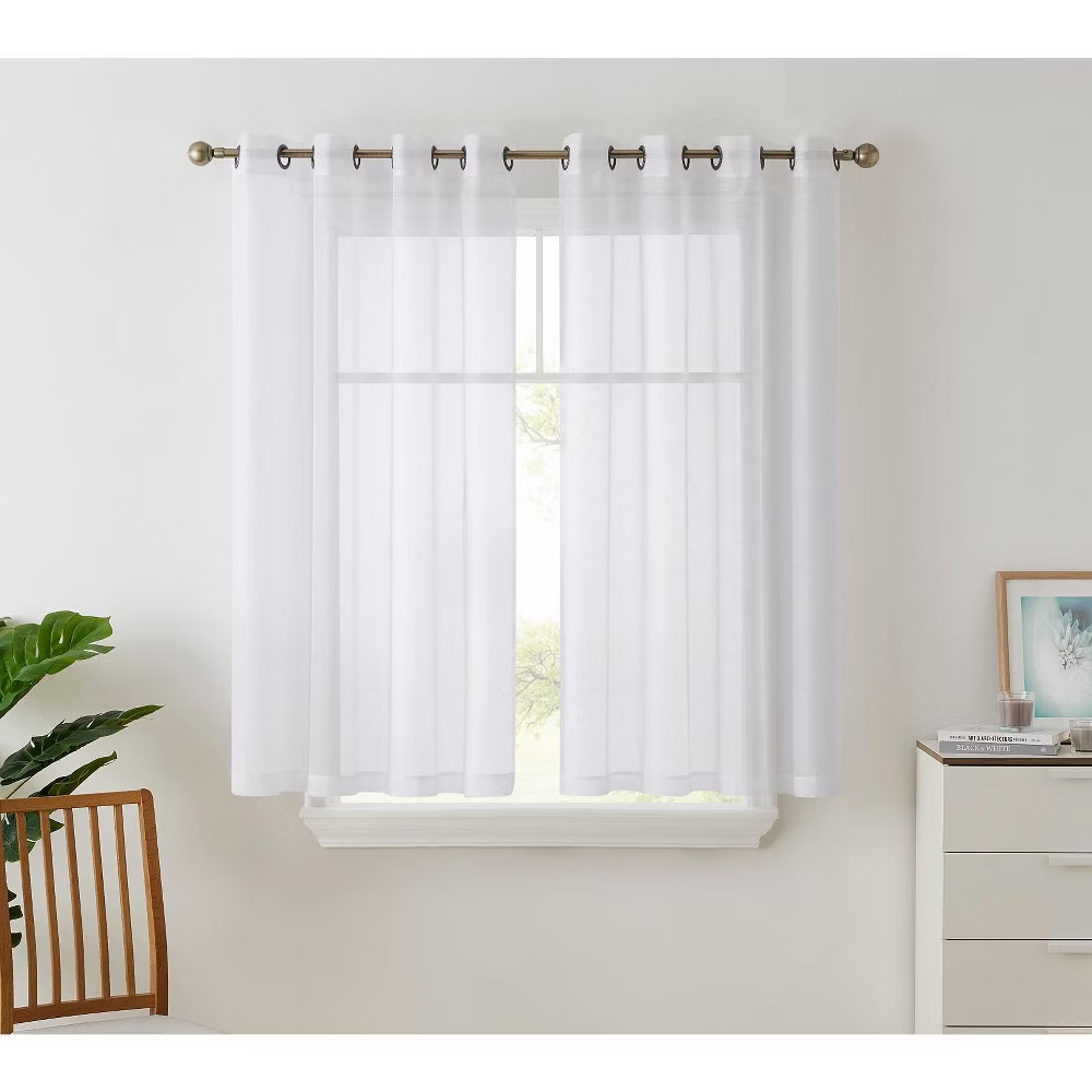 HLC.ME Semi Sheer Voile Light Filtering Transparent Window Curtain Grommet