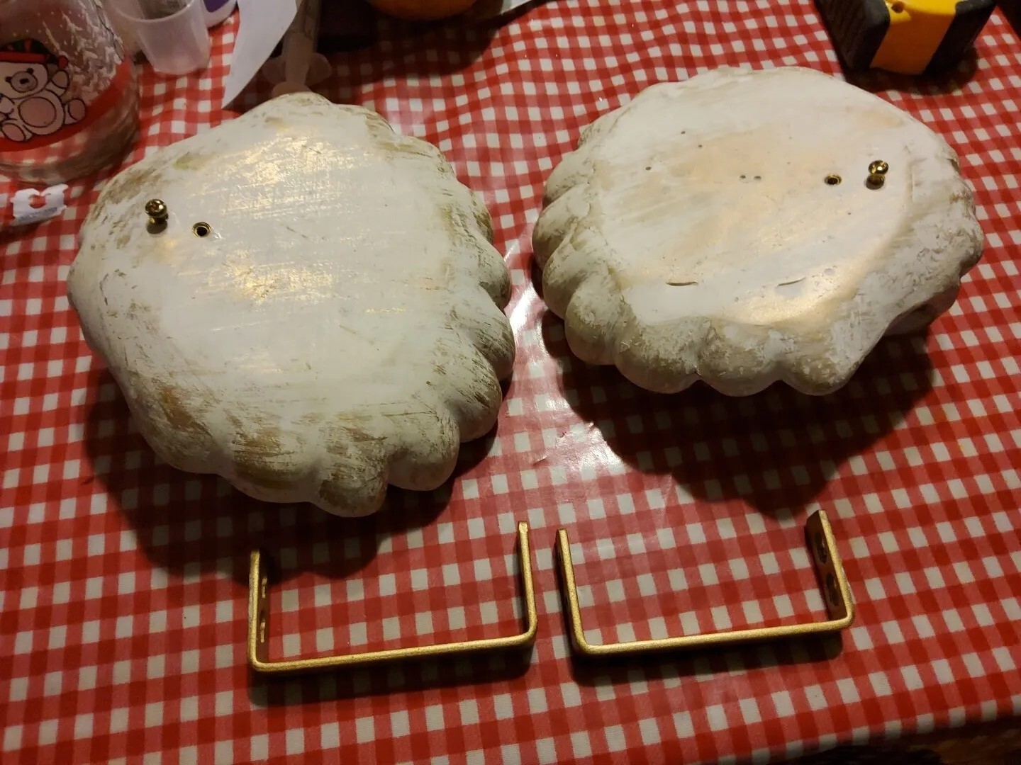 Vintage Shell Plaster Curtain Tiebacks Regency set of 2 Glam Decor