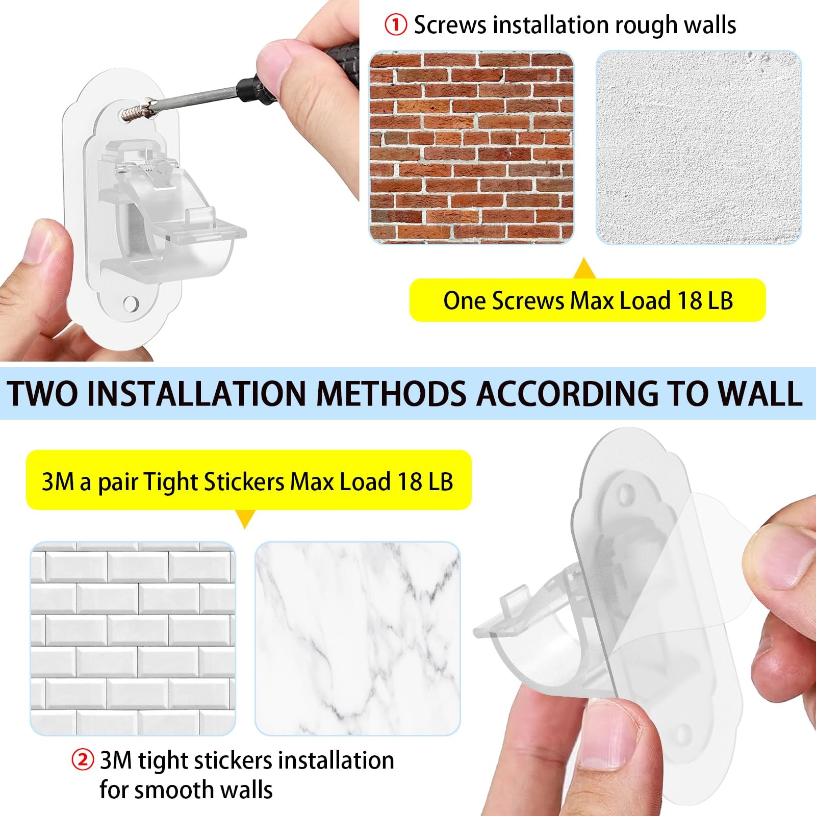 KEAMIMU No Drill Curtain Rod Brackets， No Drill Needed Curtain Rod Holders, A…