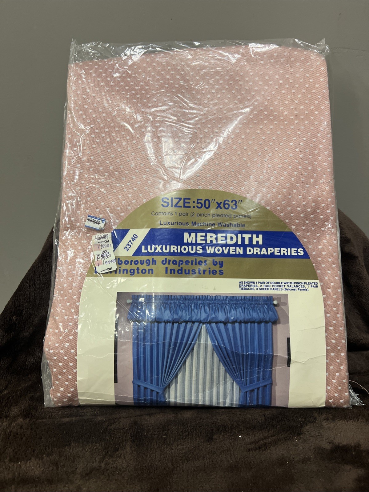 50” X 63” Meredith Peach Luxurious Woven Draperies #23740 Machine Washable VTG