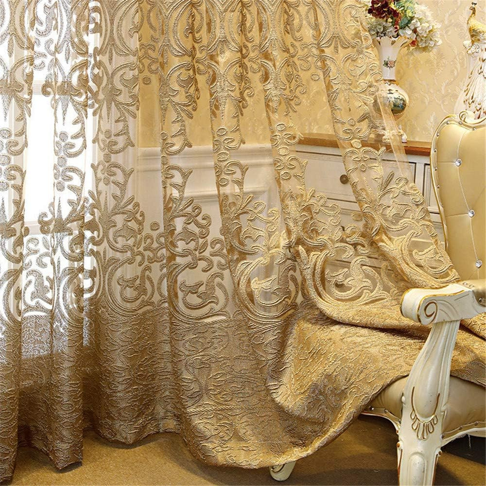 1 Panel European Sheer Curtain Grommet Top Luxury Window Screening Curtain for L