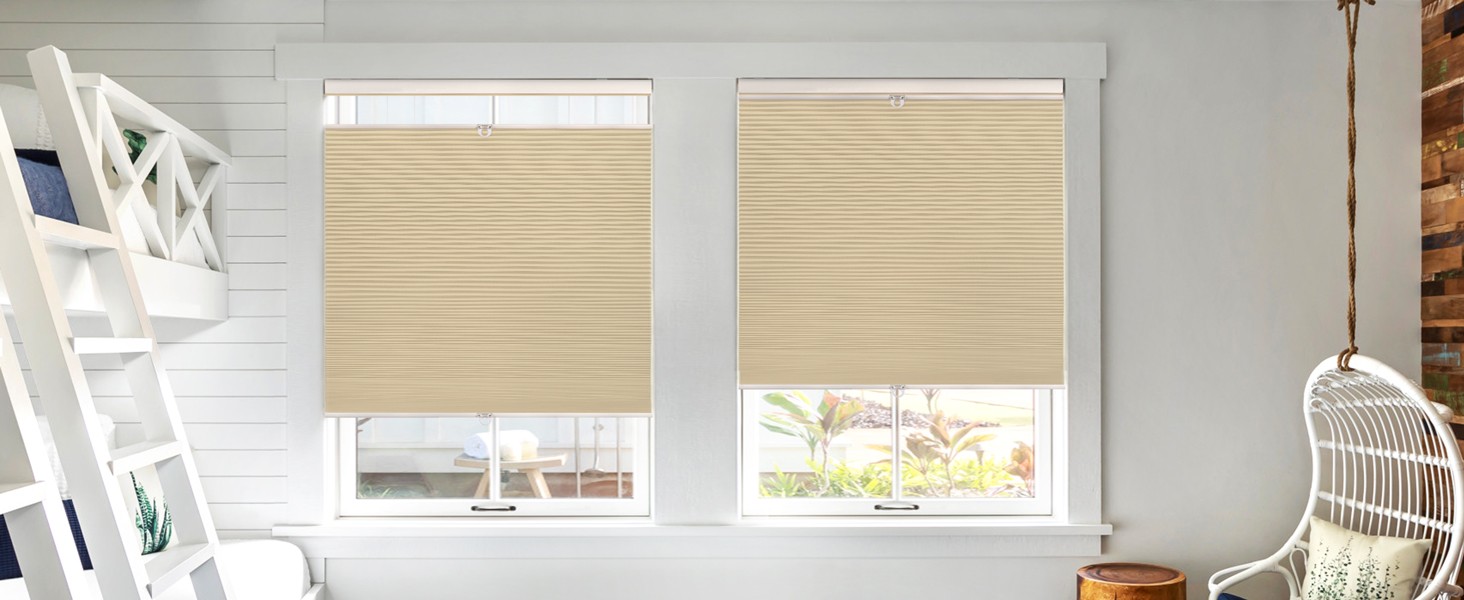 Down Bottom Up Cordless Cellular Shades, 46×64 in, White | Light filtering