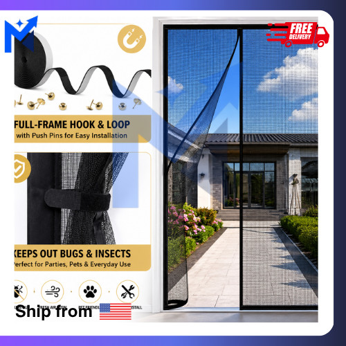 Magnetic Screen Door Mesh Curtain Heavy Duty Bug Mosquito Net Hands Free