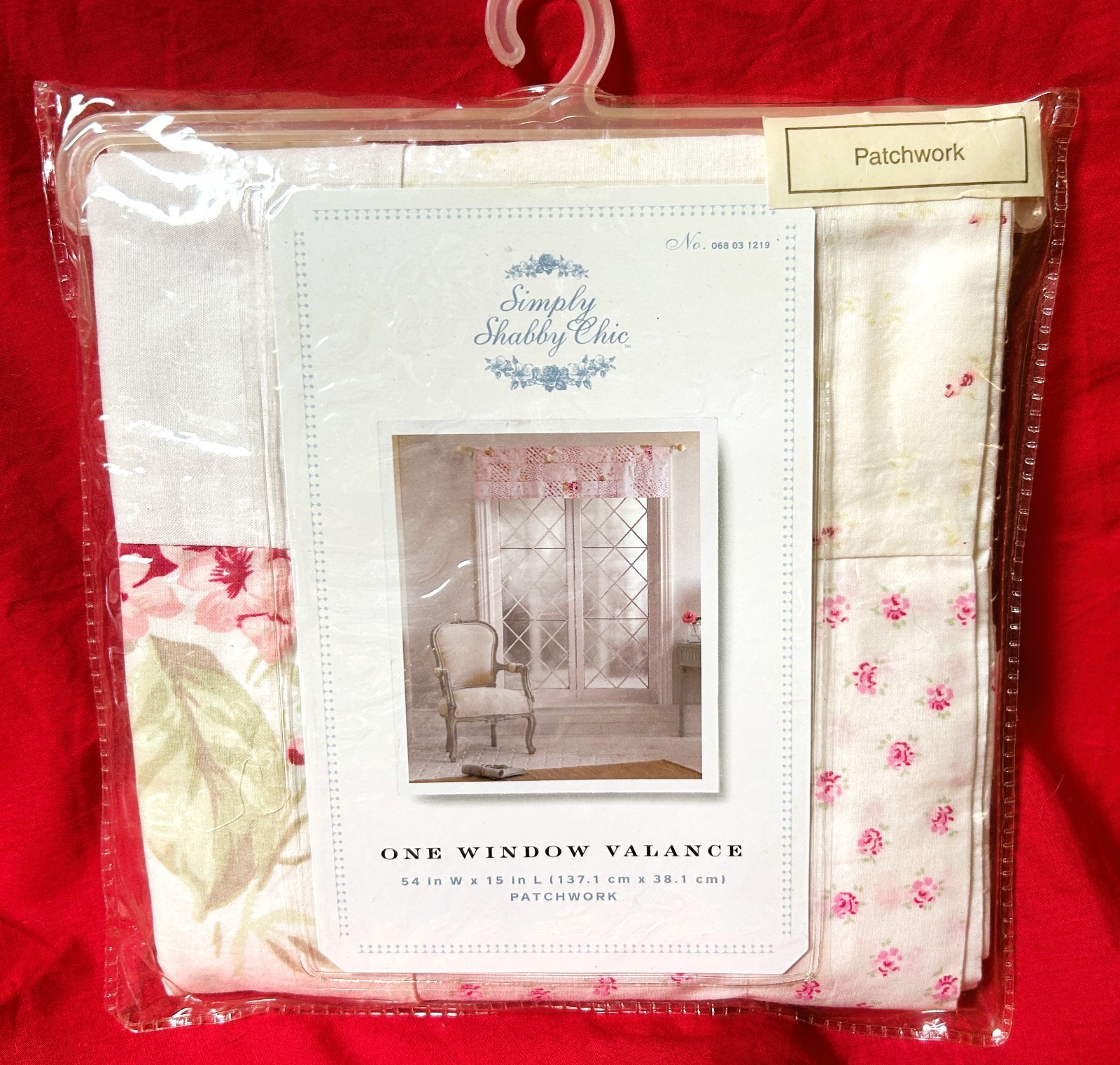 NEW~Window Valance~Simply Shabby Chic quilted patchwork roses flower~54″ x 15″