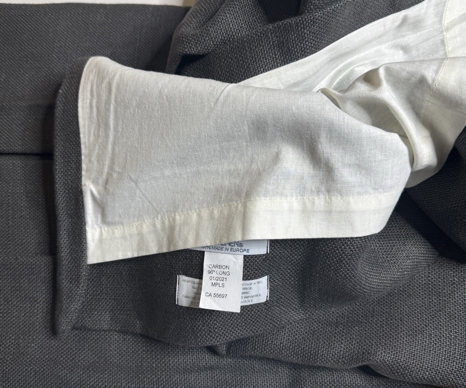 Restoration Hardware Heavyweight Textured Belgian Linen Drape RP 50 x 96 Carbon