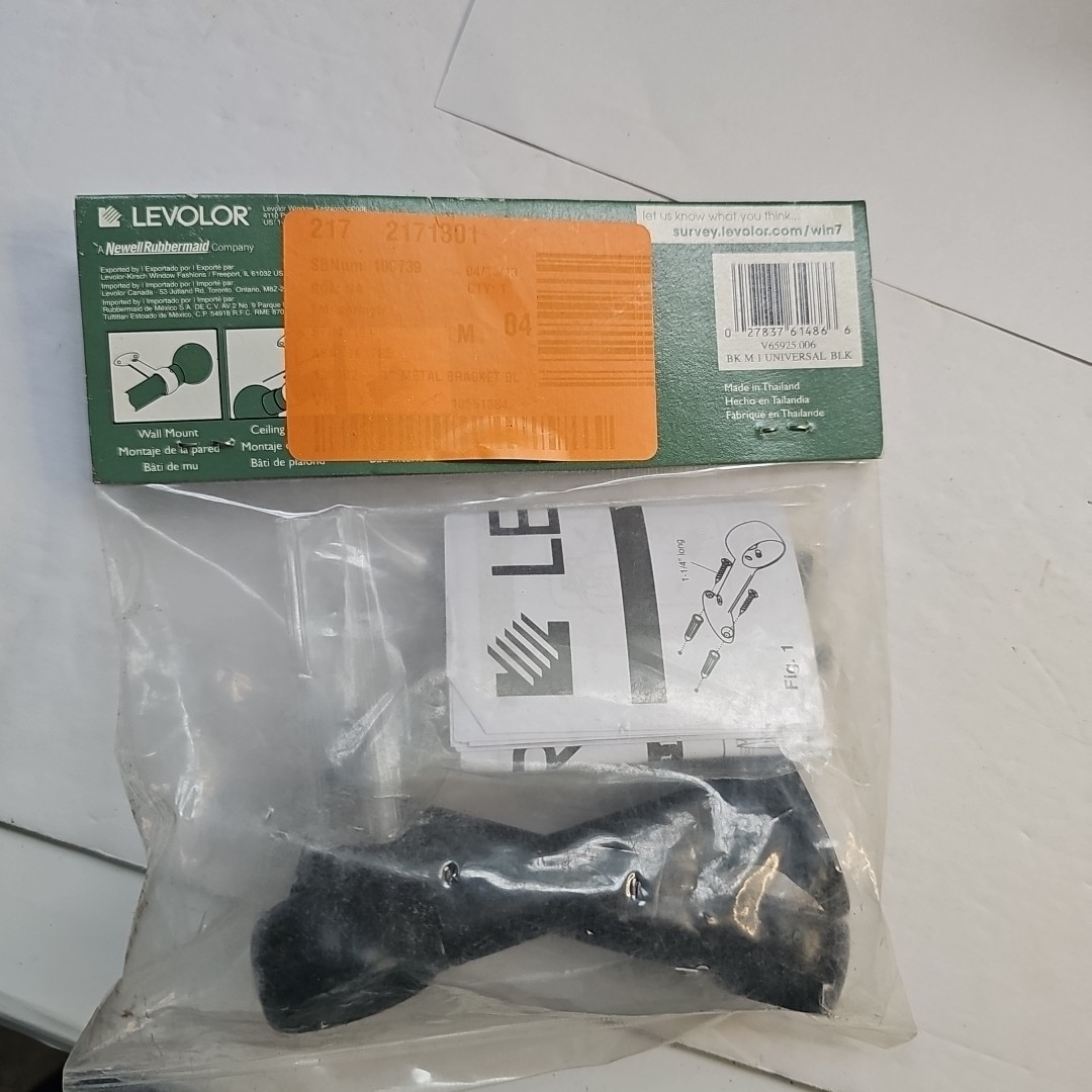 Levolor Universal Curtain Rod Bracket Up To 1″ Round Rods 3-Way Mount Black 2ct