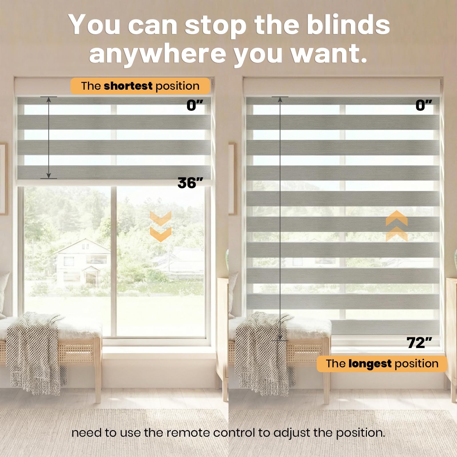 Motorized Blinds with Remote, Cordless Automatic Zebra Shades, Smart Blind fo…