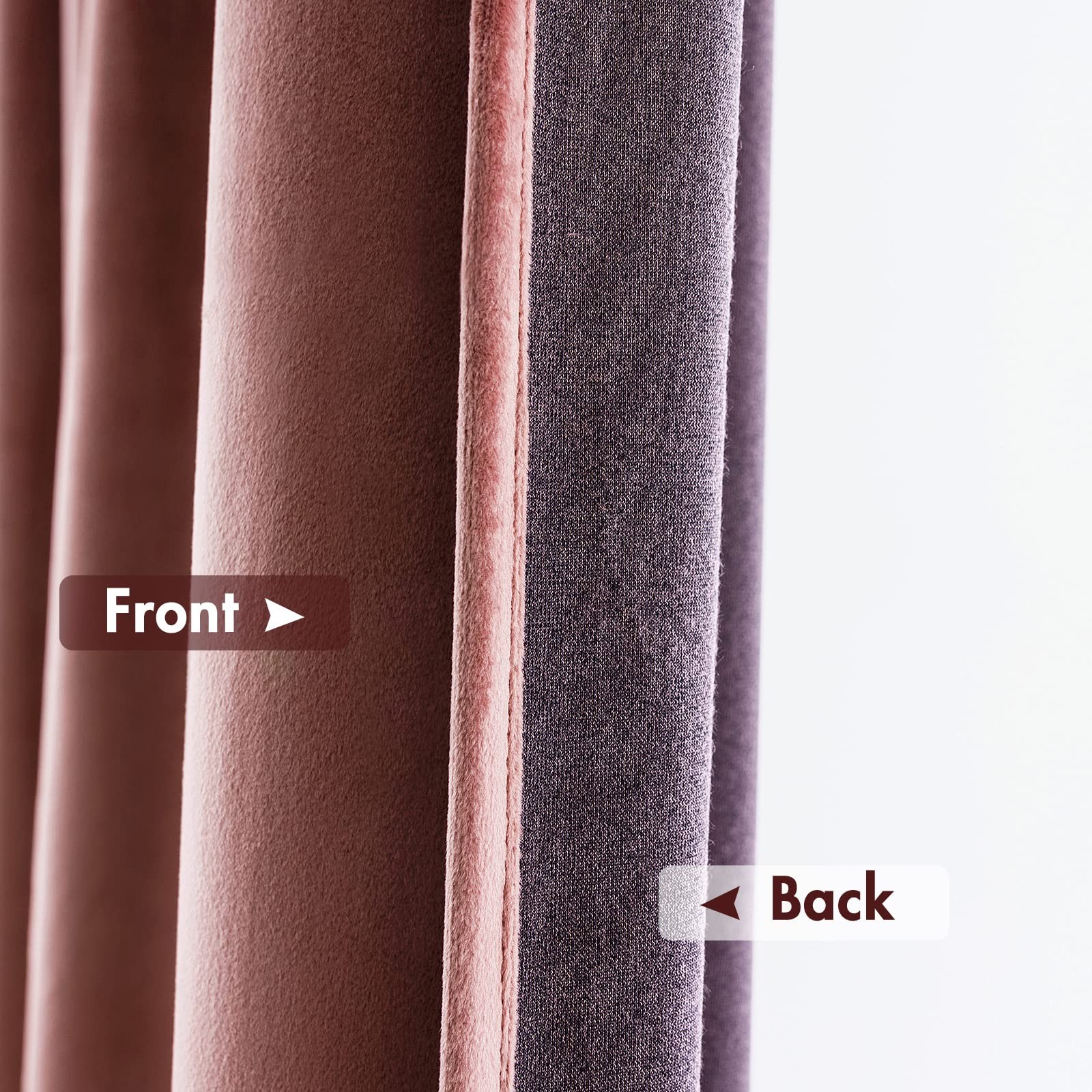 MIULEE Dusty Rose Pink Velvet Curtains 52″W x 96″L (Pack of 2),