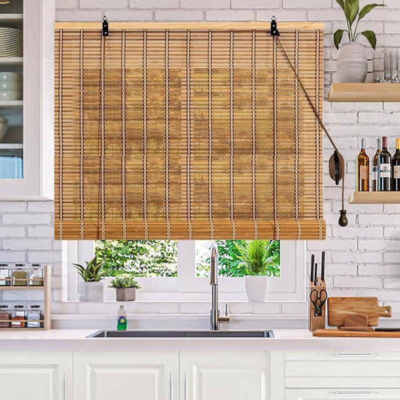Bamboo Roll Up Shades Light Filtering Privacy Easy Installation Blinds New
