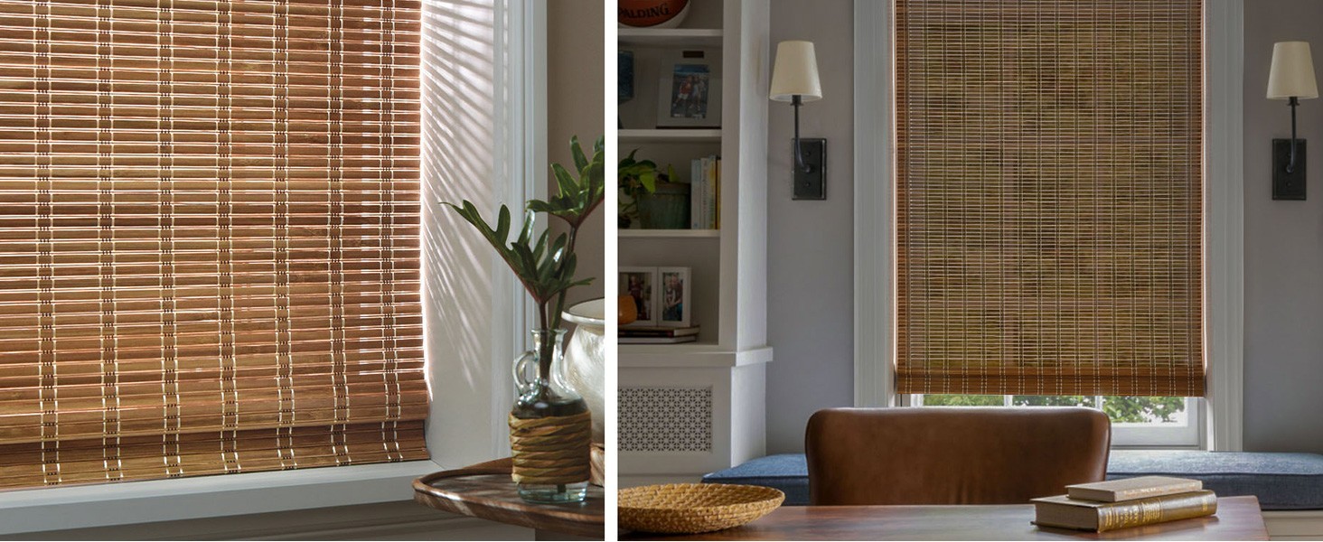 LazBlinds No Tools No Drill Cordless Bamboo Roman 25” W x 64” H, Brown