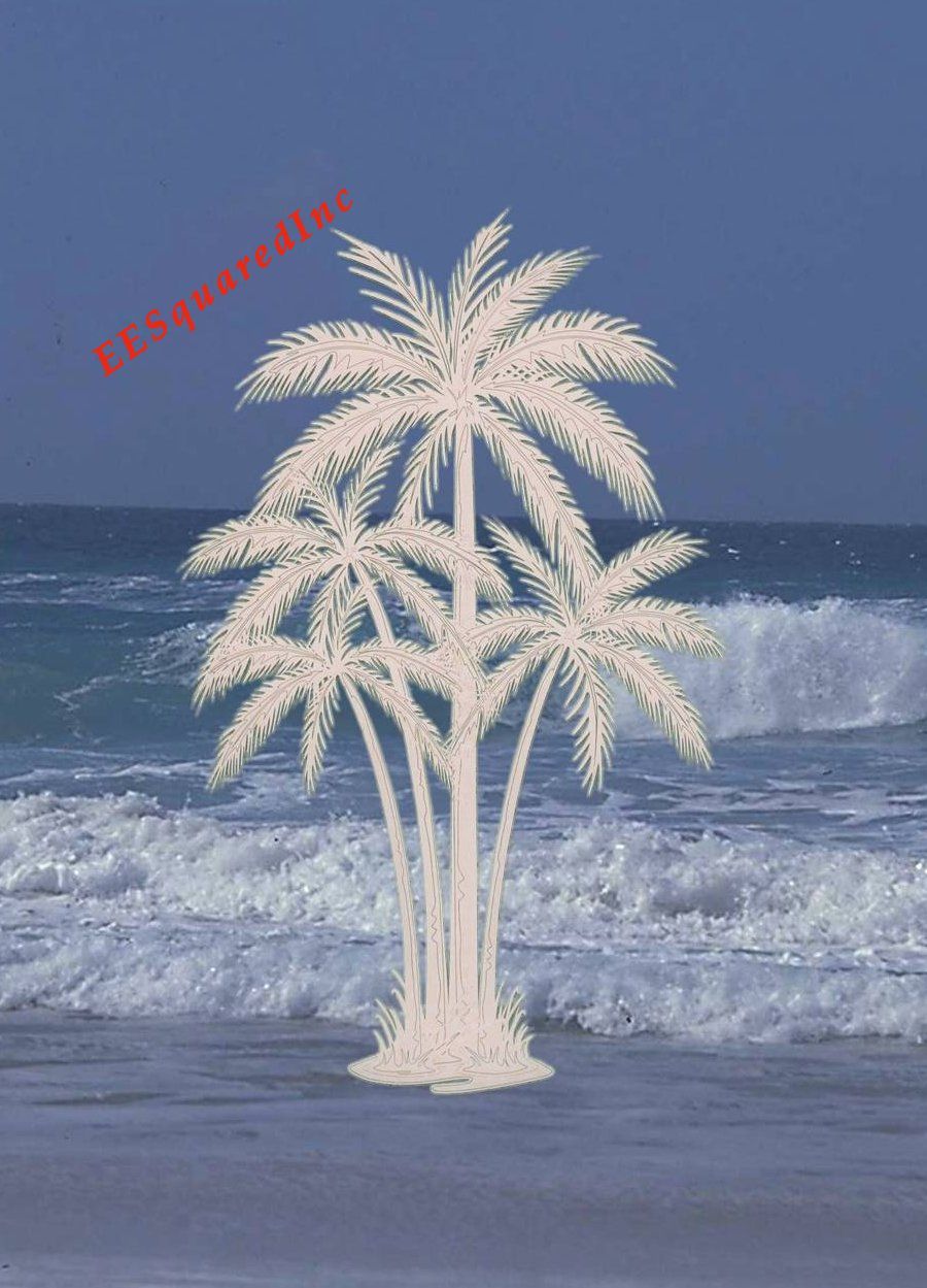 Palm Trees Static Cling Window Decal -OVAL 10×16 Tropical Glass Door Decor NEW