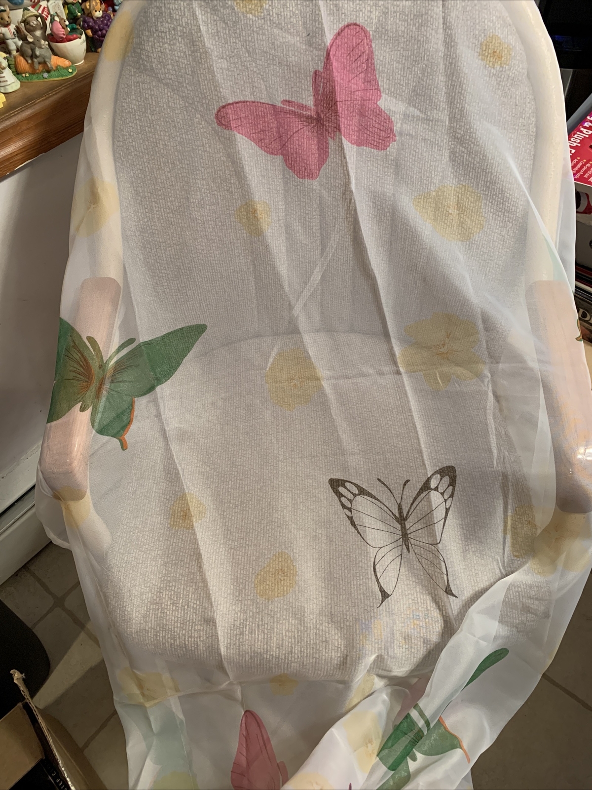 Sheer White Long Multi Color Butterfly Butterflies Curtain Yellow Flowers New