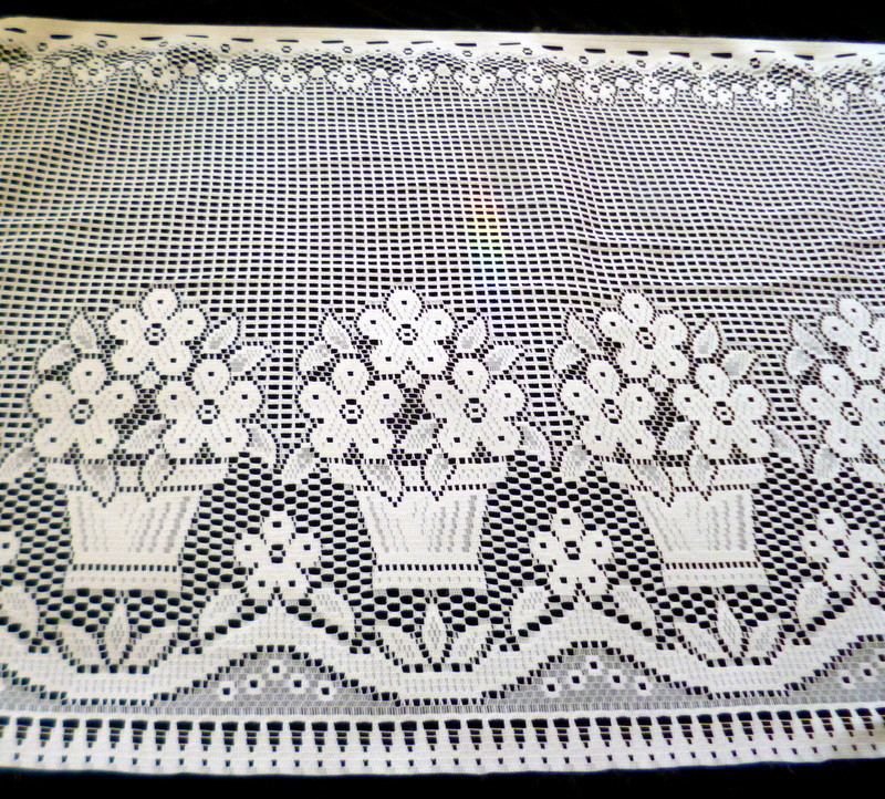 New European FLOWERPOT 24″ Valance Fabric Lace Curtain Fabric By Yard